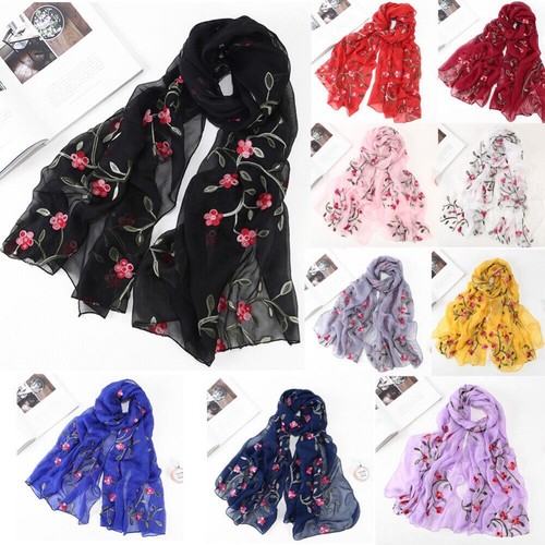 Sciarpa donna chiffon ricamo