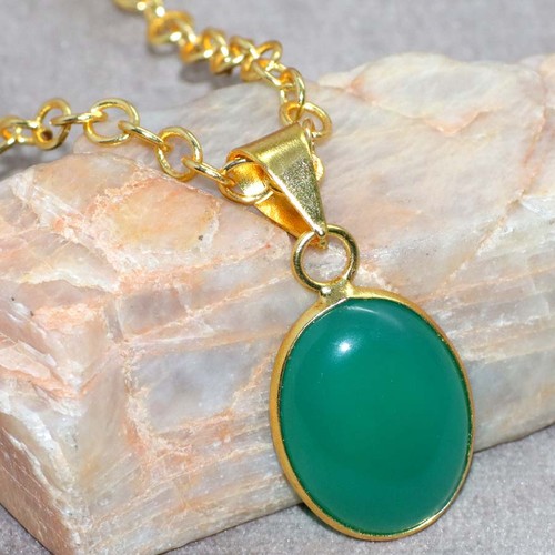 Collana onice verde - , placcata