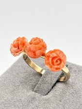 Anello oro 14kt corallo rosso - oro,