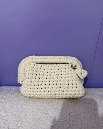 Clutch bag crochet - bag, bianco