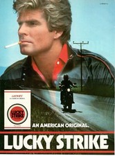 LUCKY STRIKE sigarette 1986 Pubblicità 1 pagina originale motociclista