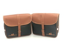 COPPIA BORSE BORSETTE LATERALI NERO MARRONE IN ECOPELLE PER PIAGGIO SI VINTAGE 