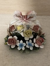 Splendido Cesto con fiori Capodimonte Originale di Fullin Mollica,porcellana.Vin