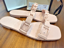 GUCCI PERFECT sandalo gelatina piatto cinturino catena gomma rosa TG 40/10 SCATOLA E DUSTBAG