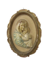 Capoletto Madonna con bambino in gesso dipinto - primi 900 - quadro sacro