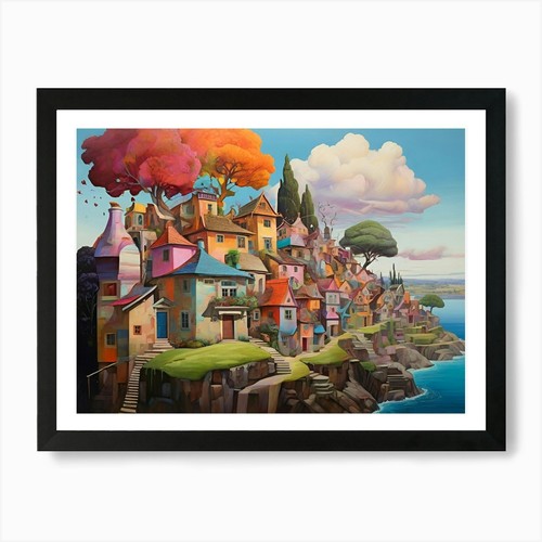 Villaggio sul mare - , dipinti