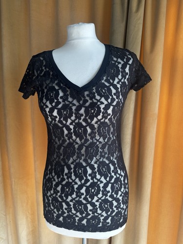 Top tezenis nero pizzo - top,