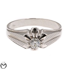 Anello uomo in oro bianco 18 Kt 750 diamante 0,24 ct -233/VE-