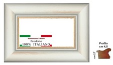 Cornice in legno bianca shabby filo oro per quadri,dipinti,stampe  Spessore  4,5