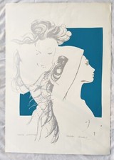 Andrea Vaccaro VOLTI DI DONNE litografia su carta firmata, anni '70
