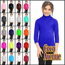 T-shirt maglietta bambino collo alto girocollo manica lunga ragazza ragazzo casual tinta unita