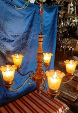 Vintage 70s Glass 5 Light