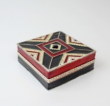 Vintage MICHAEL HERO Red Black Enamel Swarovski Crystal Art Deco Paper Weight