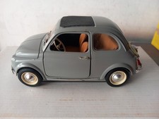 Fiat 500 Burago1/16 capotta pannelli rifatti in pelle fanali anteriori adattati