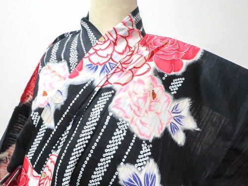 Kimono giapponese yukata nero - kimono,