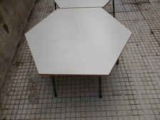 2 pezzi Banco banchetto esagonale asilo scuola ludoteca legno e ferro