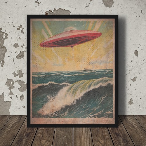 Poster vintage ufo nautical - poster,