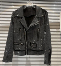 Giacca bomber nera moda strass