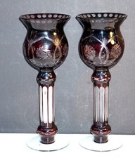 COPPIA DI  GRANDI CALICI IN CRISTALLO ROSSO RUBINO DI BOEMIA- COPPE