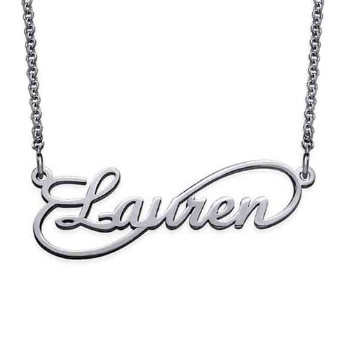 Collana con nome oro bianco - con,