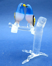 SCULTURA IN VETRO - COPPIA DI UCCELLI UCCELLINI IN VETRO - FATTA A MANO -