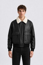 Bomber uomo nero in vera pelle