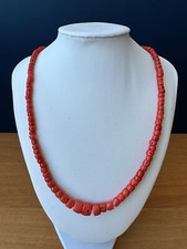 Collana a "barilotti" baroccati di vero corallo rosso mediterraneo e argento 925