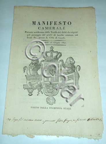 Regno sardegna manifesto - di,