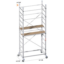 IMPALCATURA PONTEGGIO TRABATTELLO SCALA ALLUMINIO ZEUS MARCHETTI H 3,6 M 4 RUOTE