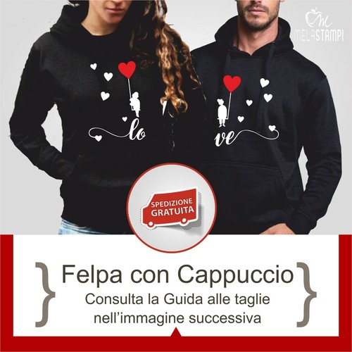 Felpe coppia cappuccio love - felpe,