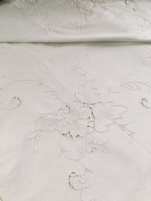 TOVAGLIA Cotone Ricamo A Mano + 12 Tovaglioli  240x170 cm. Nuova Tovagliolo