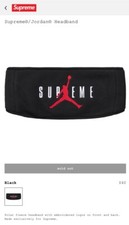 Cerchietto Supreme New York X Jordan FW24 nuovo autentico nero rosso