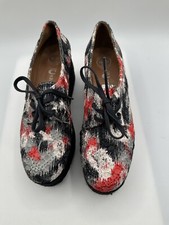 Espadrillas Jeffrey Campbell Tahiti Last Rafia Platform nero rosso bianco taglia 39/9