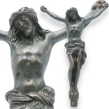 CROCIFISSO CRISTO IN BRONZO ANTICO 1800 CERA PERSA