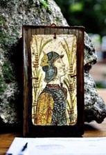 Quadro in legno. Mattonella pietra su pannello in legno 38,5x21,5cm