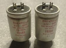 COPPIA 2 PZ Vintage FRAKO ELKO 4700uF  63 V GPF  DIN 41238 NOS FOR AUDIO SYSTEM
