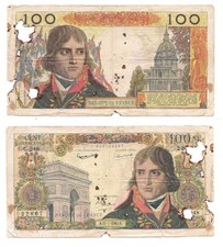 BANCONOTA NUOVI 100 FRANCHI FRANCESI NAPOLEONE BONAPARTE 1963 CIRCOLATA M/S