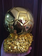 Pallone d'oro trofeo 24 cm per premiazione souvenir resina coppa calcio placcato