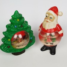 SFERA Palla BABBO NATALE ad ACQUA con NEVE Glitter SOUVENIR S. CLAUS Set di Due