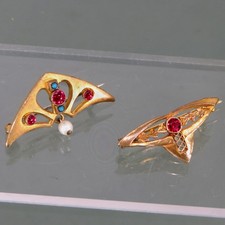 Due Spille In Stile Liberty ° Oro Doublé ° ART NOUVEAU BROOCH ° Placcata In Oro
