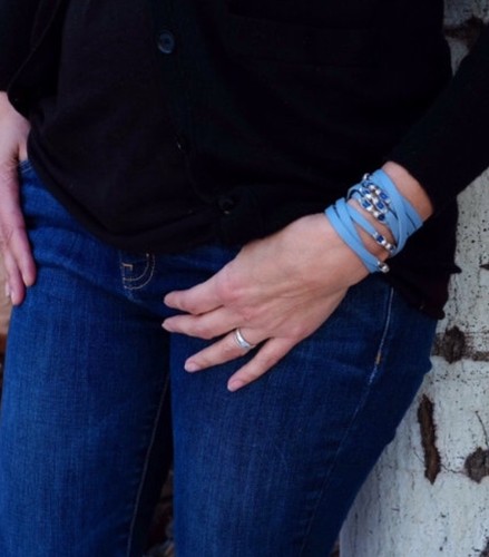 Bracciale donna pelle blu