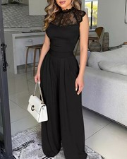 Tuta Elegante Nera Pizzo Vita