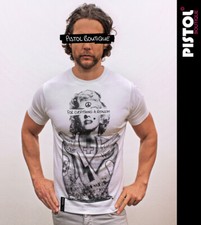 Pistol Boutique Uomo Bianca Standard Fit Girocollo Marilyn Monroe Skull T-Shirt