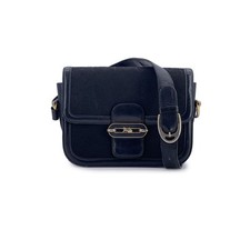 Autentica borsa a tracolla Celine vintage nera C carrozza tela scatola patta