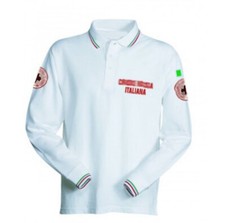 POLO CROCE R. COLORE BIANCA MANICA LUNGA  TRICOLORE  CAPITOLATO RICAMATA