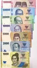 Indonesia Set 7 Pezzi 1K 2K 5000 10000 50000 100000 Rupia P 162-168 2022 2023 UNC