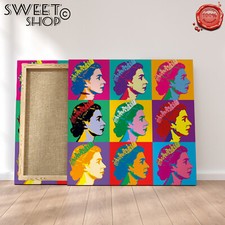 QUADRO REGINA ELISABETTA POP ART QUEEN  Stampa su Tela ALTA' QUALITA'ARTE ARREDO