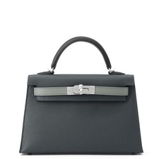 HERMES Mini Kelly 2 Tricolore Epsom Vert Mangrovia/Vert Mandorla/Nero