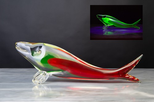 Scultura pesce balena - balena, vetro
