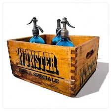 Cassetta di Legno Pubblicitaria Vintage  Birra Wunster Anni ‘50 Scritta Blu
